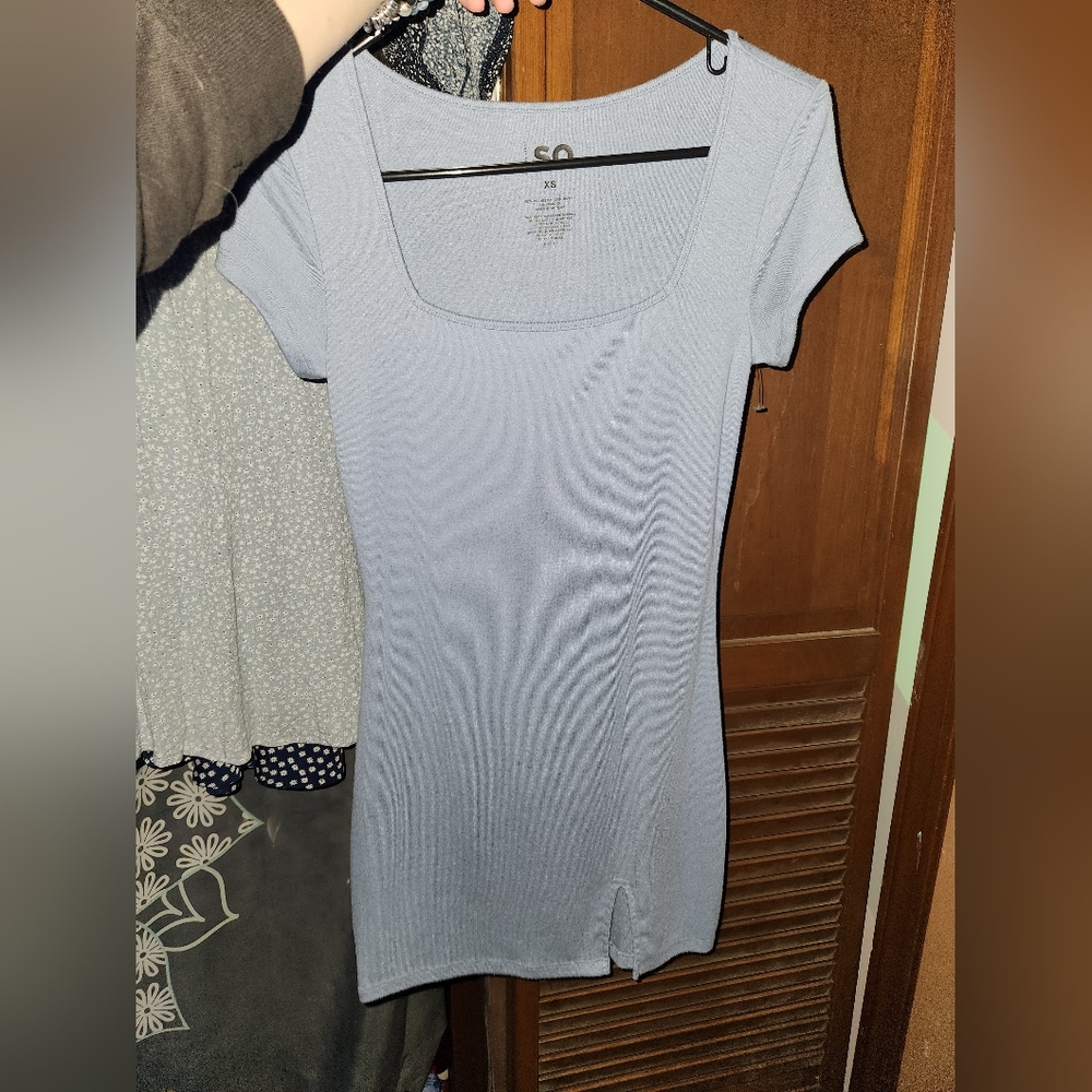 SO Blue Mini Body-Con Dress, Size Extra Sma